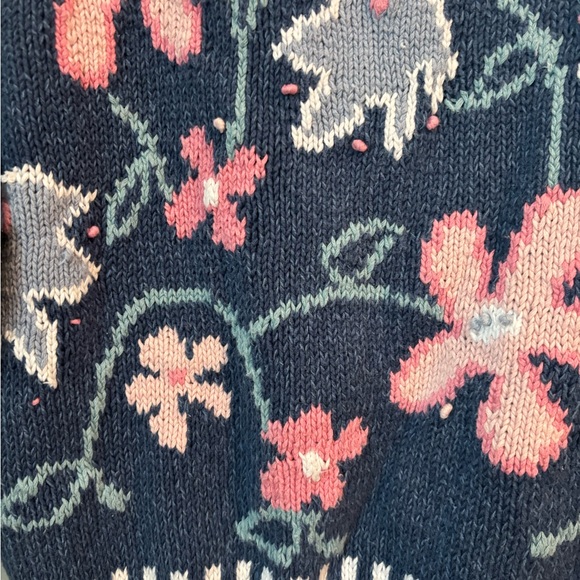 PS Sport Blue and Pink Floral Knit Sweater - Picture 2 of 8